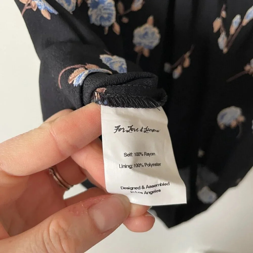 For Love and Lemons Strapless  Floral Tie Mini Dress Black Size Medium - Picture 8 of 8